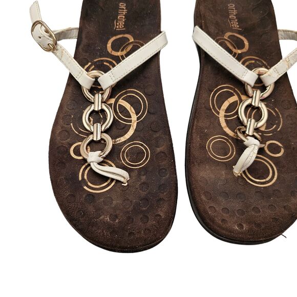 Vionic Sandals Womens 8 White T‑Strap Leather Arch Support Comfort Walking - Picture 7 of 9